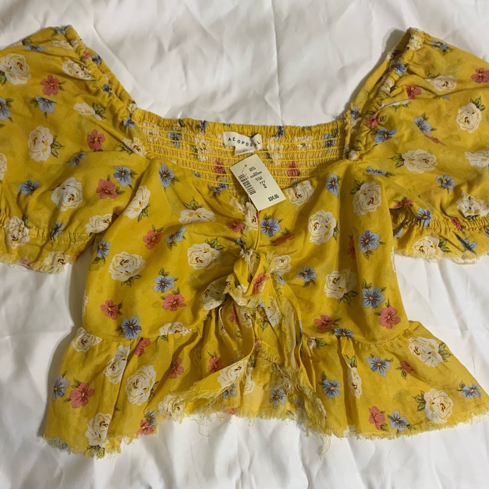Mustard yellow floral top